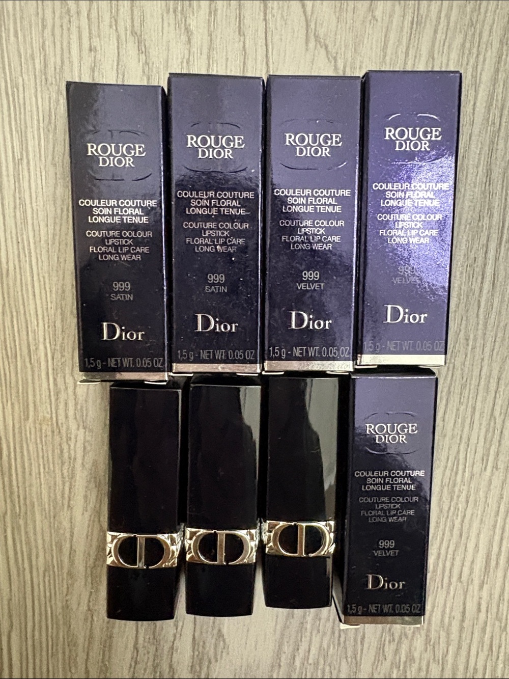 Dior Rouge Dior Lipstick 999 Velvet - Classic Red - Set of 8 (5 in boxes)